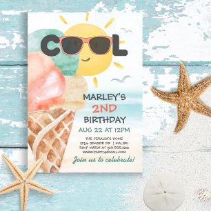 Summer Cool   Ice Cream Beach Birthday Invitation