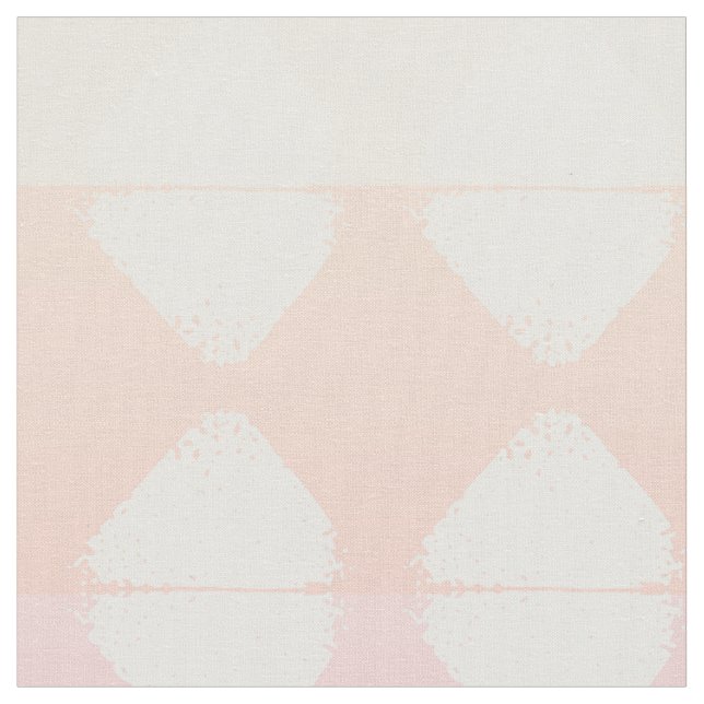 Summer Coral & White Triangle Brush Stroke Stamps Fabric (Close Up)
