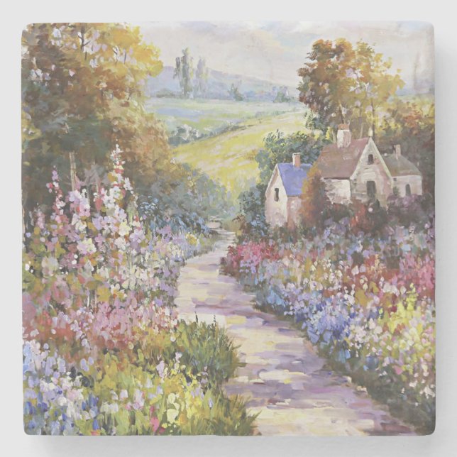 Summer Cottage Fine Art Stone Coaster (Front)