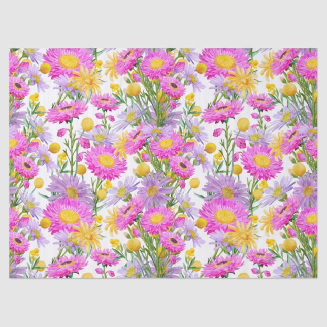 Summer Cottage Garden White Tissue Paper (Front)