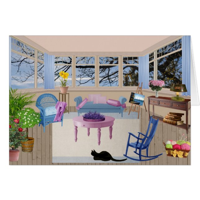 summer cottage greeting card (Front Horizontal)