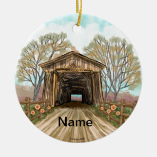 Summer Covered Bridge Ceramic Tree Decoration