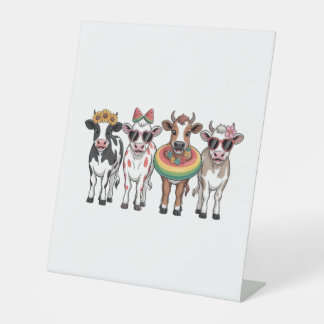 Summer Cows , Beach Farm Pedestal Sign