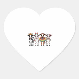 Summer Cows PNG, Beach Farm Heart Sticker