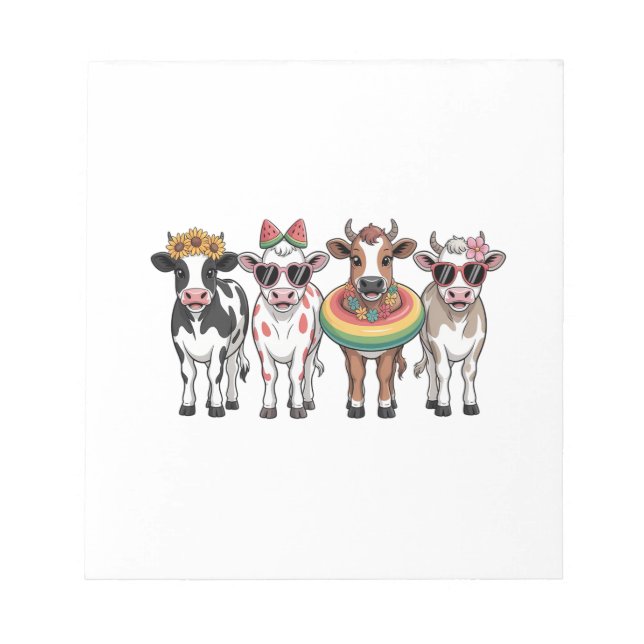 Summer Cows PNG, Beach Farm Notepad (Front)