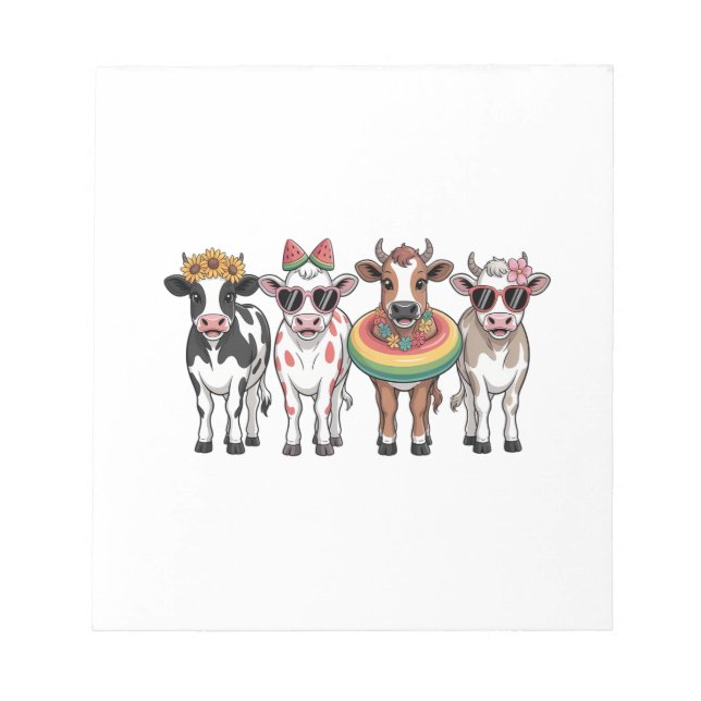 Summer Cows PNG, Beach Farm Notepad (Front)