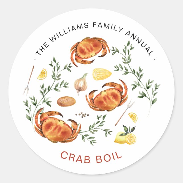 Summer Crab Boil | Low Country Boil Cookout    Classic Round Sticker (Front)