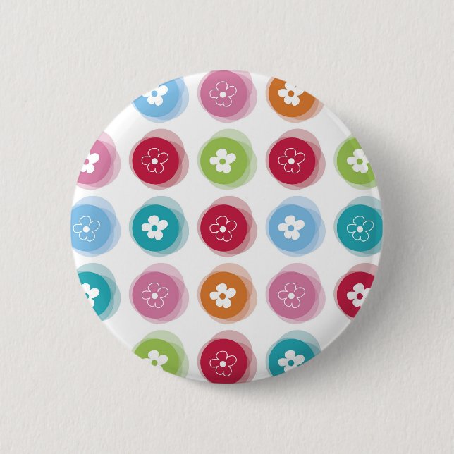 Summer Cute Daisy Flower Fuzzy Dots Colourful Fun 6 Cm Round Badge (Front)