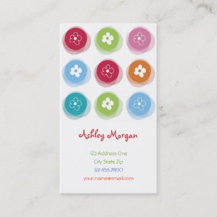 Summer Cute Daisy Flower Fuzzy Dots Colourful Fun Business Card