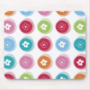 Summer Cute Daisy Flower Fuzzy Dots Colourful Fun Mouse Pad