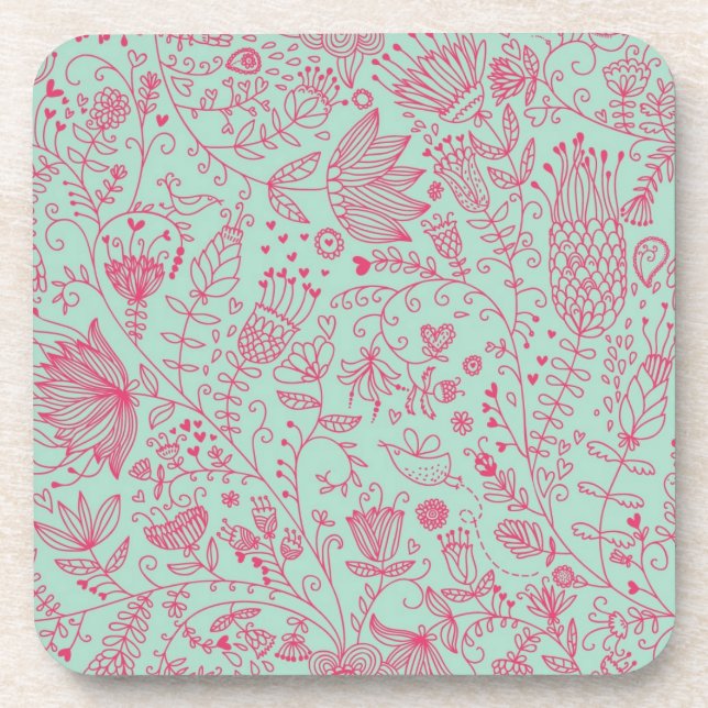 Summer cute floral pattern coaster (Front)