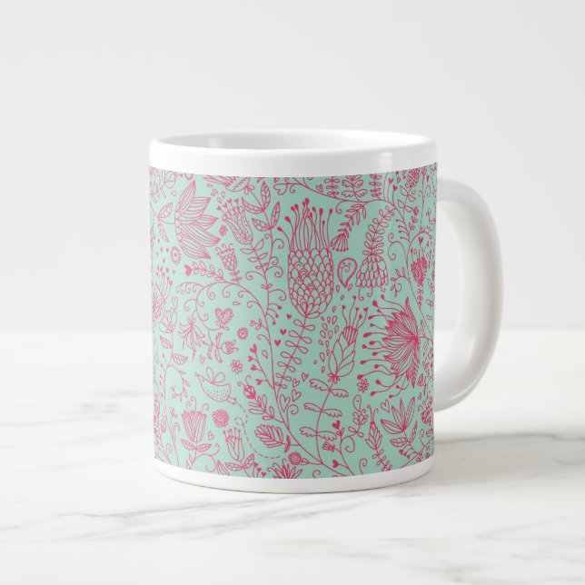 Summer cute floral pattern large coffee mug (Front Right)