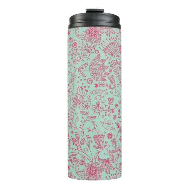 Summer cute floral pattern thermal tumbler (Front)