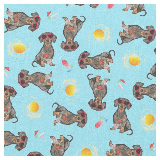 Summer Dachshund Fabric (Close Up)
