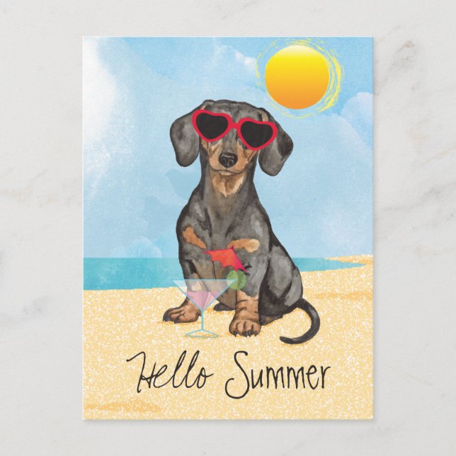 Summer Dachshund Postcard (Front)