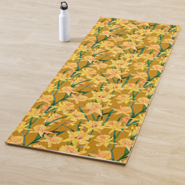 Summer Daffodil Pattern Yoga Mat (In Situ)