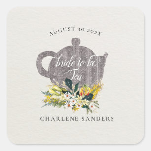 Summer Daisies Floral Floral Bridal Tea Square Sticker
