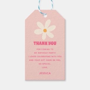 Summer Daisies Pink Kids Birthday Party Thank You Gift Tags