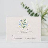 Summer Daisy Blue Floral Botanical Wedding