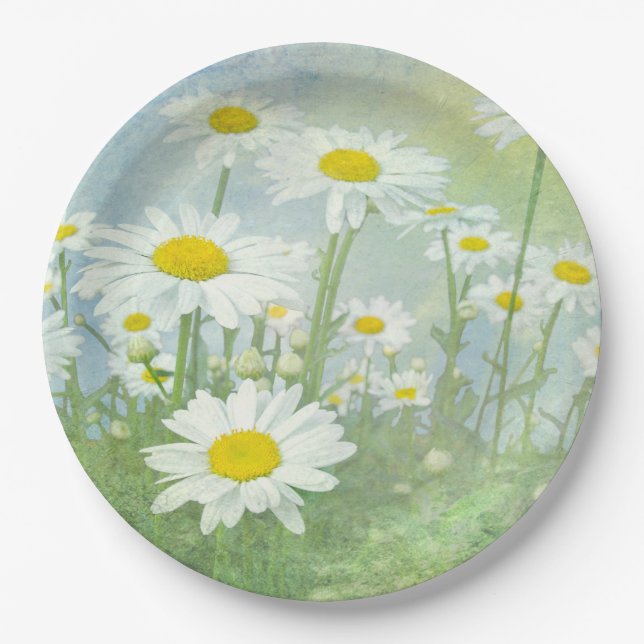 Summer Daisy Field Paper Plate (Front)