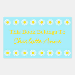 Summer Daisy Personalised Book Plate Rectangular Sticker