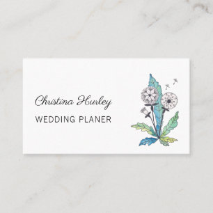 summer dandelion watercolor botanical flower business card