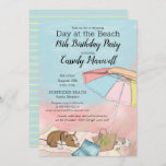 Summer Day at the Beach 18th Birthday Party Invitation<br><div class="desc">Celebrate summer and your birthday with a day at the beach (or just poolside and you can pretend) with this "Day at the Beach" birthday party design that can be personalised for any age. Features a watercolor sky with a colourful beach umbrella, a beach towel with a sleeping dog, a...</div>