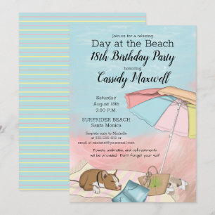 Summer Day at the Beach 18th Birthday Party Invitation