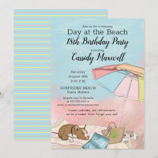 Summer Day at the Beach 18th Birthday Party Invitation