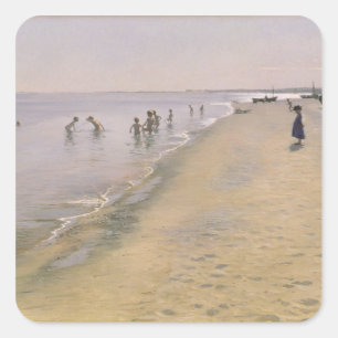 Summer Day at the South Beach of Skagen, 1884 Square Sticker