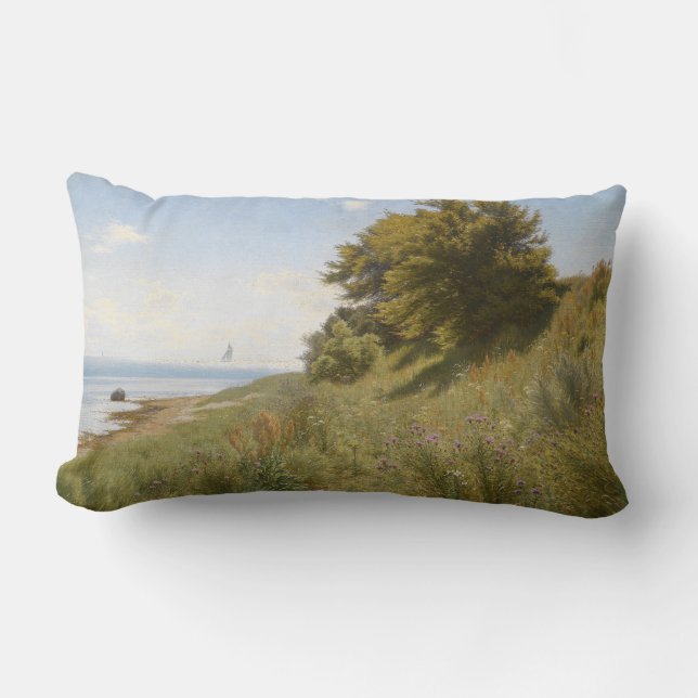 Summer Day by the Sea (by Ludvig Kabell) Lumbar Cushion (Front)