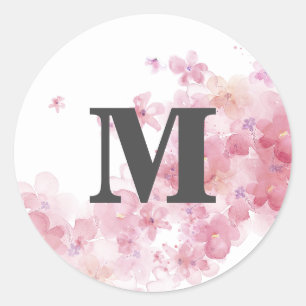 Summer Day Monogram Classic Round Sticker