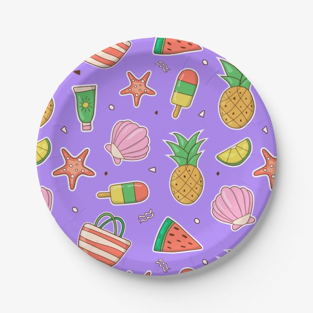 Summer Days Beach Paper Plate (Front)