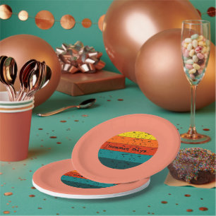 Summer Days Retro Sun Paper Plate