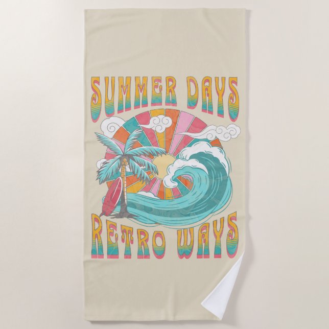 Summer days, retro ways text design beach towel (Front)