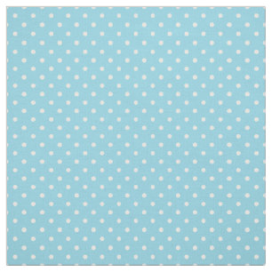 Summer Days White Polka Dots Pattern on Sky Blue Fabric