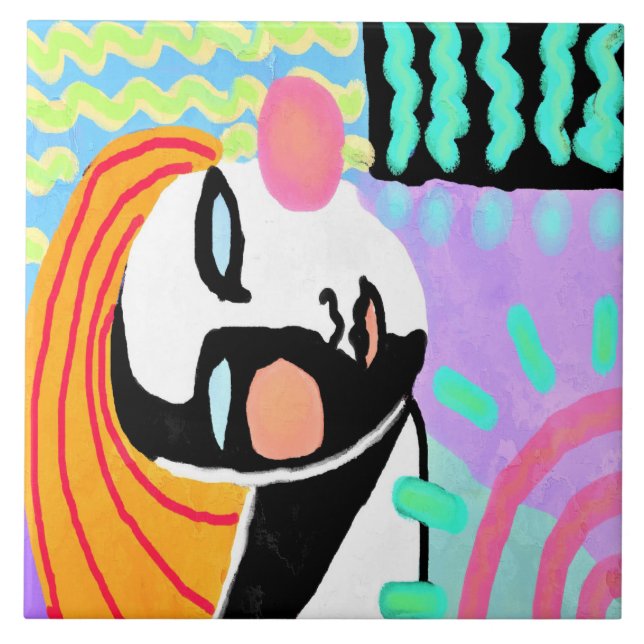 Summer Daze Abstract Digital Painting Ceramic Tile (Front)