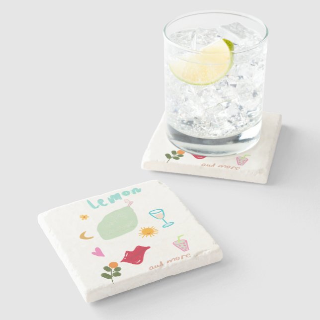 summer decorative tiles stone coaster (Side)