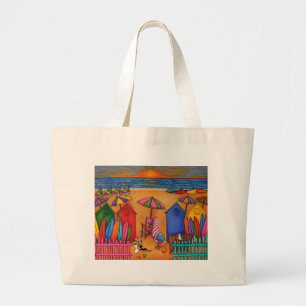 Summer Delight Beach Scene Lisa Lorenz Large Tote Bag