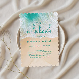 Summer Destination On The Sandy Teal Beach Wedding Invitation