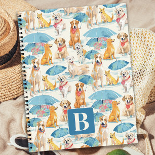 Summer Dogs Colourful Personalised Monogram Patter Notebook