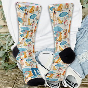 Summer Dogs Colourful Personalised Monogram Patter Socks