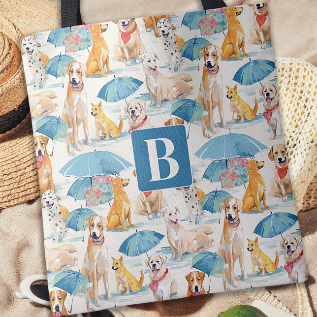 Summer Dogs Colourful Personalised Monogram Patter Tote Bag (Creator Uploaded)