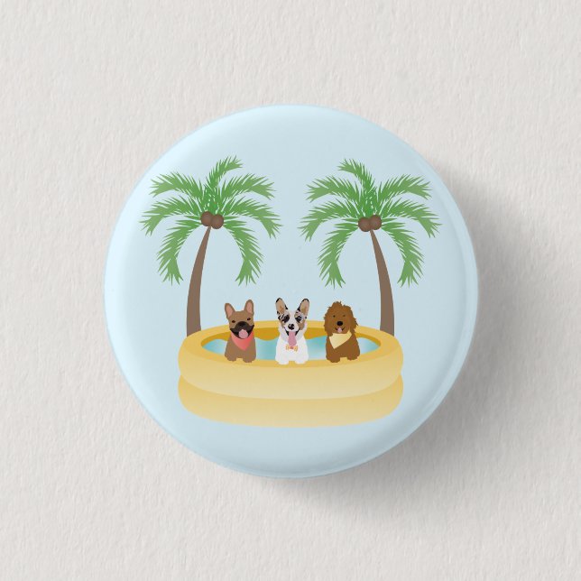 Summer Dogs Swimming Pool 3 Cm Round Badge (Front)