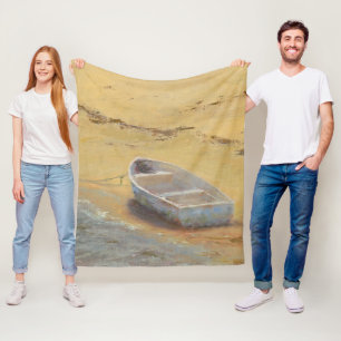 Summer Dory - Boat on the Shore Fleece Blanket