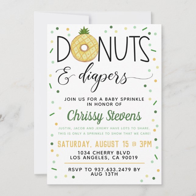 Summer Doughnut Baby Sprinkle Shower Invitation (Front)