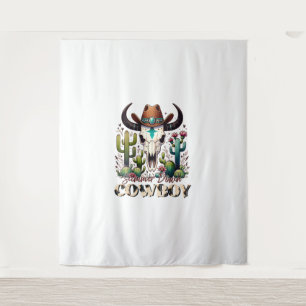 Summer down Cowboy Cow Skull western cactus Tapestry