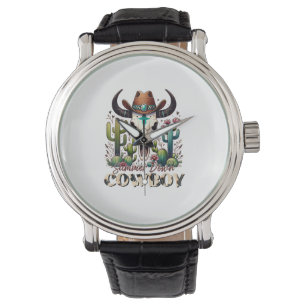 Summer down Cowboy Cow Skull western cactus Watch