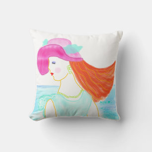 Summer Dream fashion girl illustration pilllow. Cushion