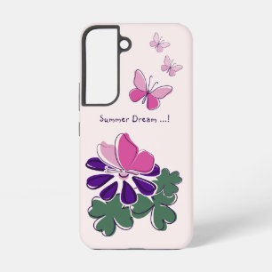 Summer Dream Pink Green Purple Flower Butterfly Samsung Galaxy Case